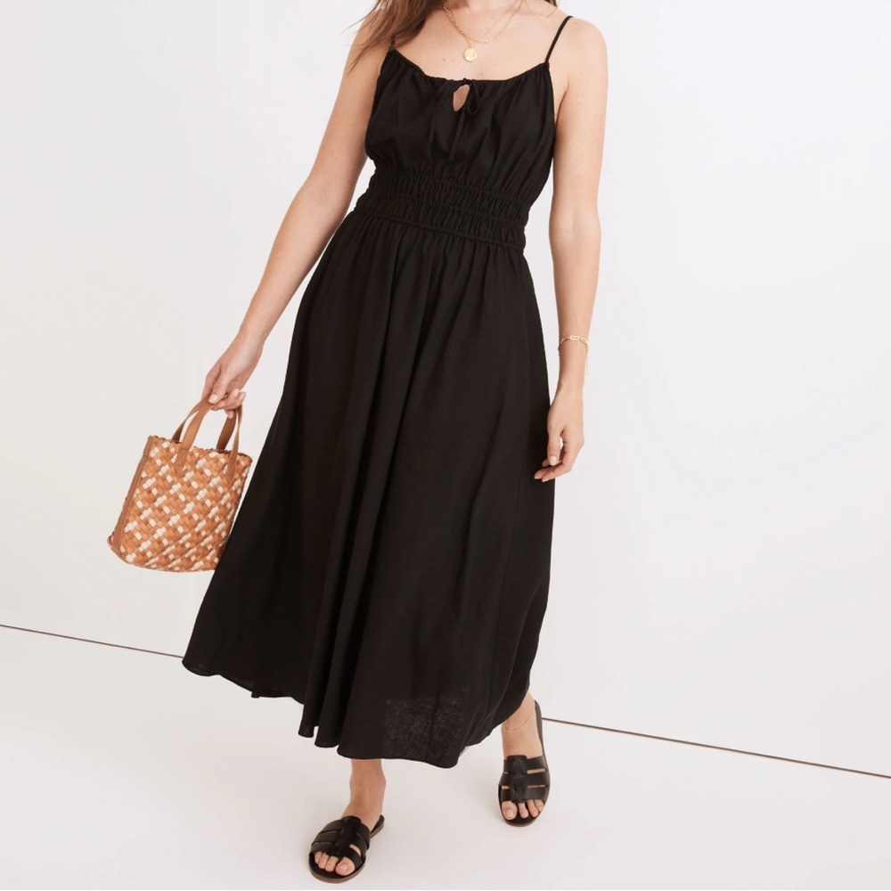 MADEWELL LINEN BLEND SOFIA CAMI MIDI DRESS